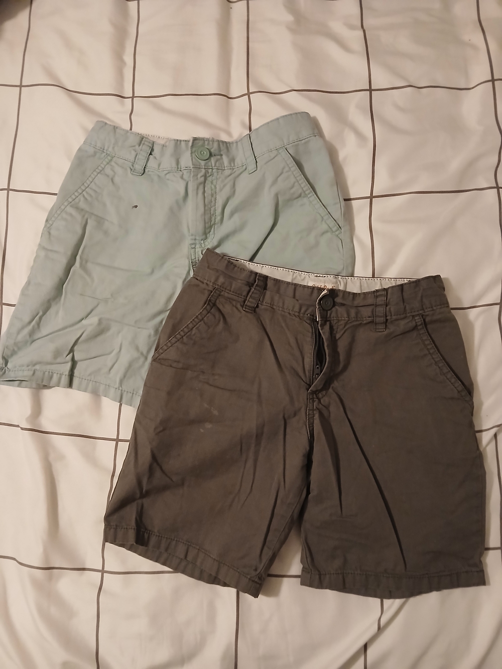 Boys Size 8 Cotton Shorts in Light Blue, Dark Gray